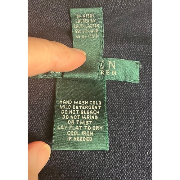 Lauren Ralph Lauren Draped Cardigan Sweater Navy 2X Silk & Cashmere Open Front - Picture 5 of 8